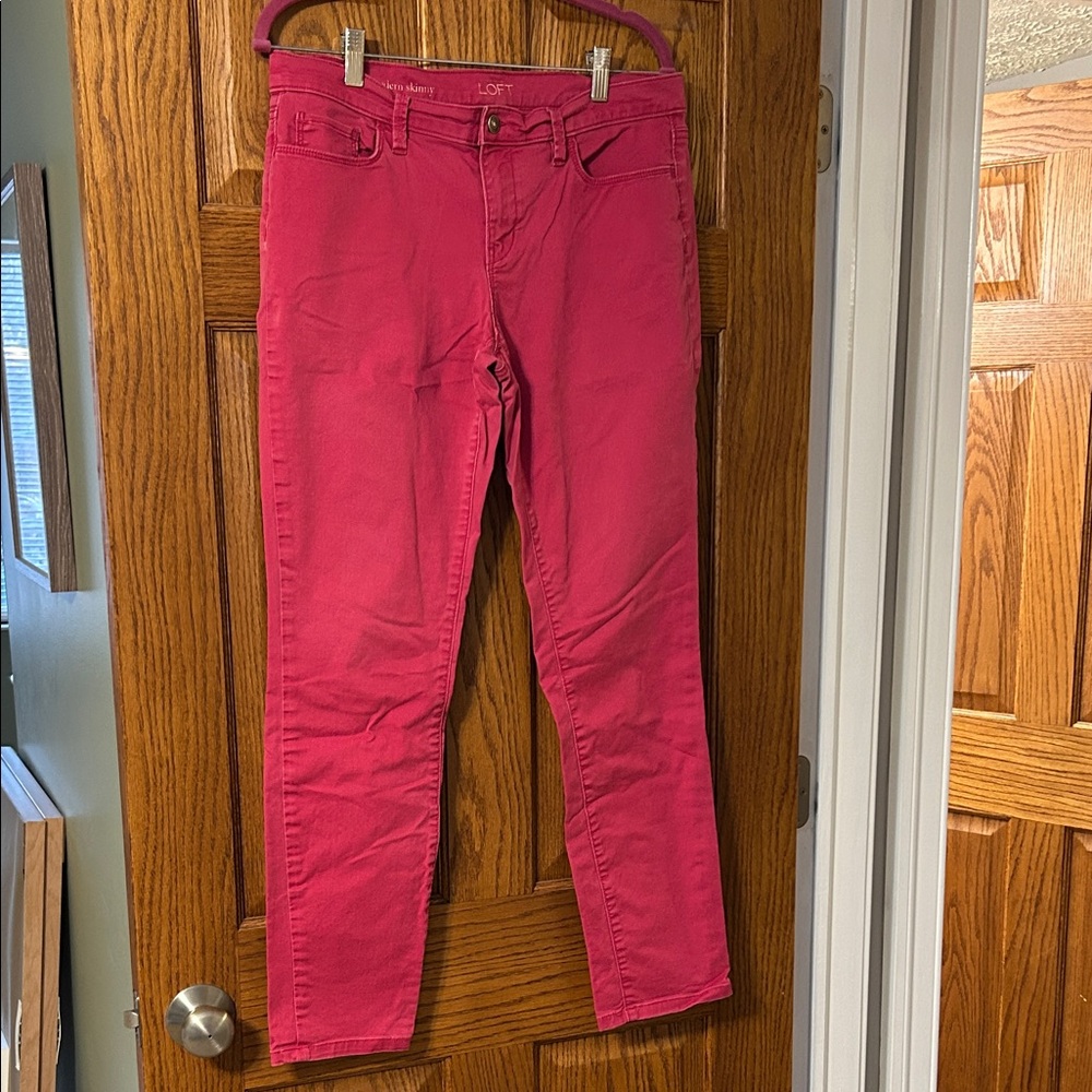 LOFT Women's Vibrant Pink Skinny Jeans